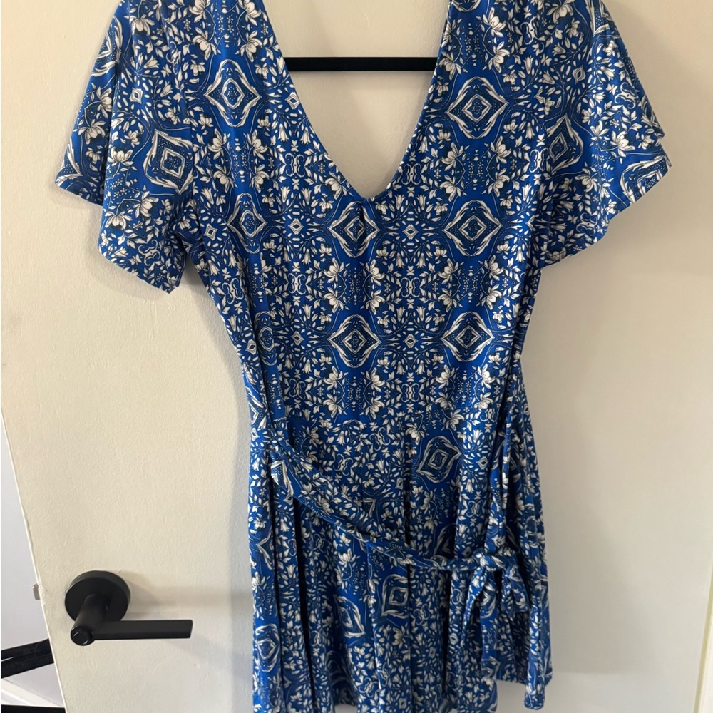 Blue Floral Women's Dress (Romper)